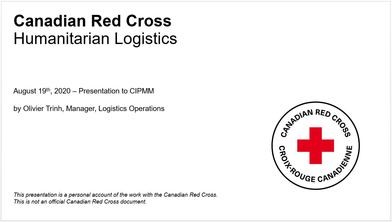 Canadian Red Cross’ Humanitarian Logistics