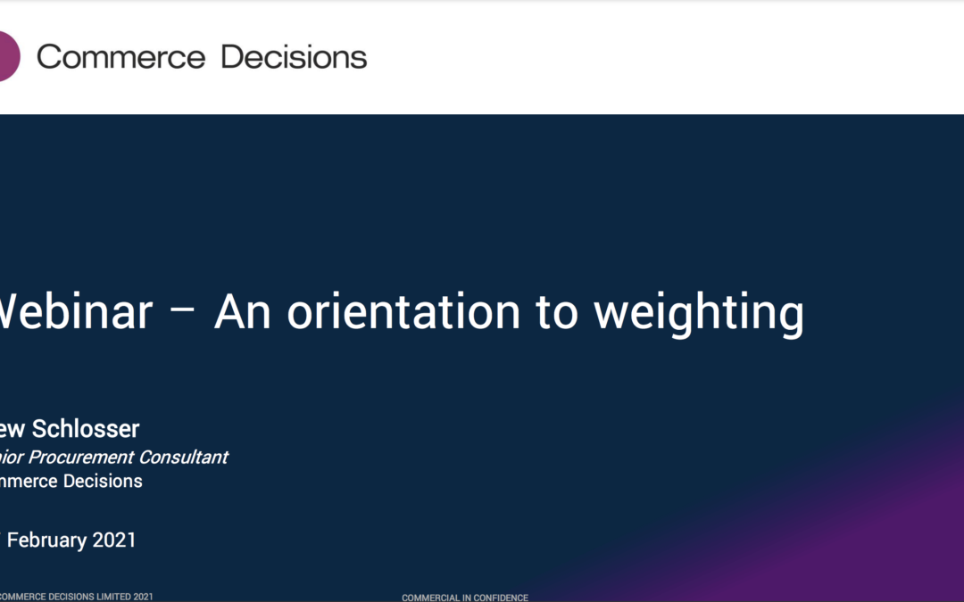 An Orientation To Weighting – February 17th, 2021
